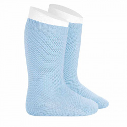 Garter stitch knee high socks BABY BLUE