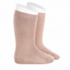 Buy Garter stitch knee high socks OLD ROSE in the online store Condor. Made in Spain. Visit the PERLE BABY SOCKS section where you will find more colors and products that you will surely fall in love with. We invite you to take a look around our online store.