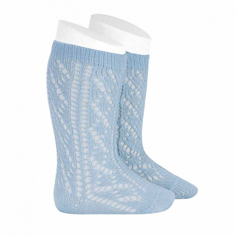 Buy Openwork extrafine perle knee socks BABY BLUE in the online store Condor. Made in Spain. Visit the EXTRAFINE OPENWORK SOCKS section where you will find more colors and products that you will surely fall in love with. We invite you to take a look around our online store.