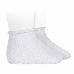 Perle baby socks with rolled cuff WHITE