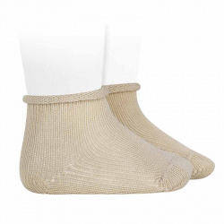 Perle baby socks with rolled cuff LINEN