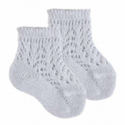 Buy Metallic yarn openwork socks SILVER in the online store Condor. Made in Spain. Visit the BABY OPENWORK SOCKS section where you will find more colors and products that you will surely fall in love with. We invite you to take a look around our online store.