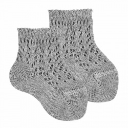 Metallic yarn openwork socks ALUMINIUM