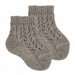 Metallic yarn openwork socks LIGHT GREY