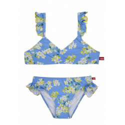 Buy Blue & yellow upf50 bikini with flounces PORCELAIN in the online store Condor. Made in Spain. Visit the OUTLET section where you will find more colors and products that you will surely fall in love with. We invite you to take a look around our online store.