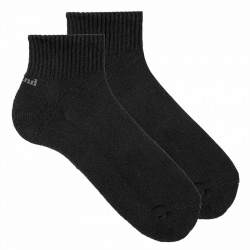 Terry sole sport ankle socks for men BLACK