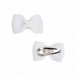 Baby hair clip with ottoman bow (pack 2units) WHITE