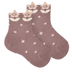 3d floral short socks IRIS
