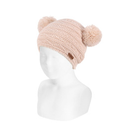 Buy Bulky knit hat with pompoms and relief border NUDE in the online store Condor. Made in Spain. Visit the ACCESSORIES FOR KIDS section where you will find more colors and products that you will surely fall in love with. We invite you to take a look around our online store.