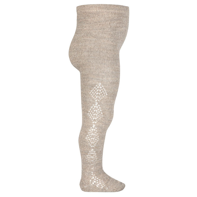Merino wool-blend tights with diamond openwork NOUGAT
