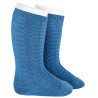 Buy Cotton knee socks with small vertical braids FRENCH BLUE in the online store Condor. Made in Spain. Visit the PATTERNED BABY SOCKS section where you will find more colors and products that you will surely fall in love with. We invite you to take a look around our online store.