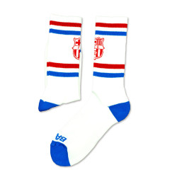 Buy Short socks with stripes and shield barça WHITE in the online store Condor. Made in Spain. Visit the SALES section where you will find more colors and products that you will surely fall in love with. We invite you to take a look around our online store.