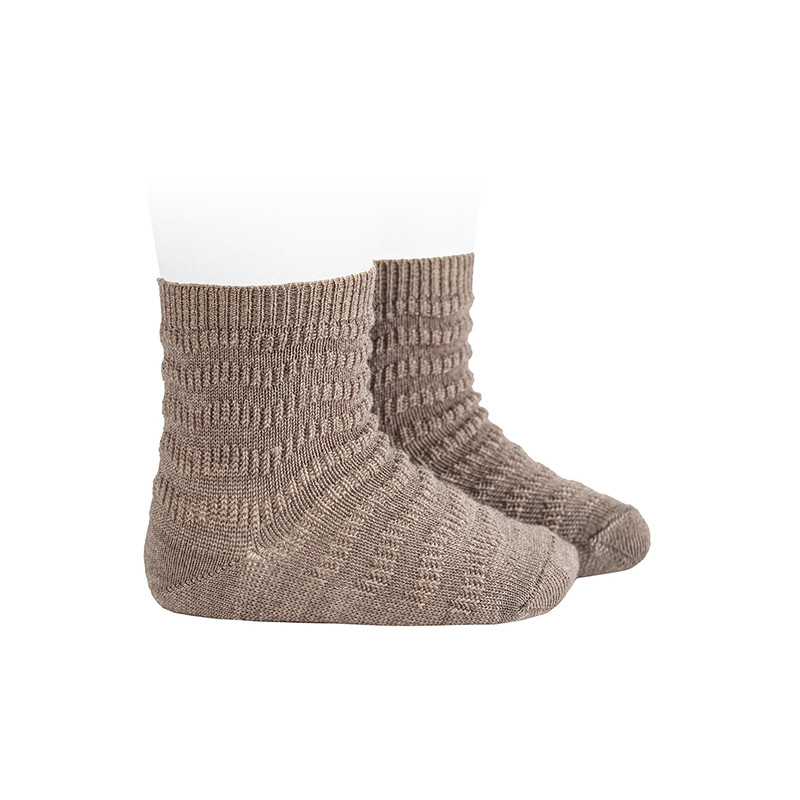 Calcetines cortos de lana merino con detalle ondas ARENA