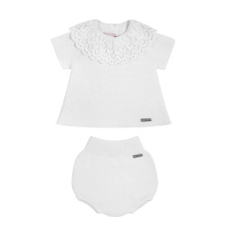 Buy Garter stitch lace set (sweater + culotte) WHITE in the online store Condor. Made in Spain. Visit the SPRING SETS section where you will find more colors and products that you will surely fall in love with. We invite you to take a look around our online store.