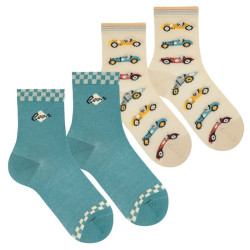 Buy Pack 1 pair vintage car socks + 1 pair car socks STONE BLUE in the online store Condor. Made in Spain. Visit the FANCY SPRING CHILDREN SOCKS section where you will find more colors and products that you will surely fall in love with. We invite you to take a look around our online store.