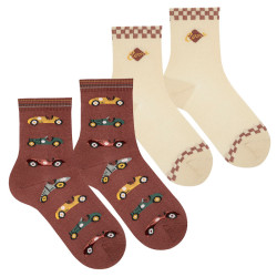 Buy Pack 1 pair vintage car socks + 1 pair car socks PRALINE in the online store Condor. Made in Spain. Visit the FANCY SPRING CHILDREN SOCKS section where you will find more colors and products that you will surely fall in love with. We invite you to take a look around our online store.