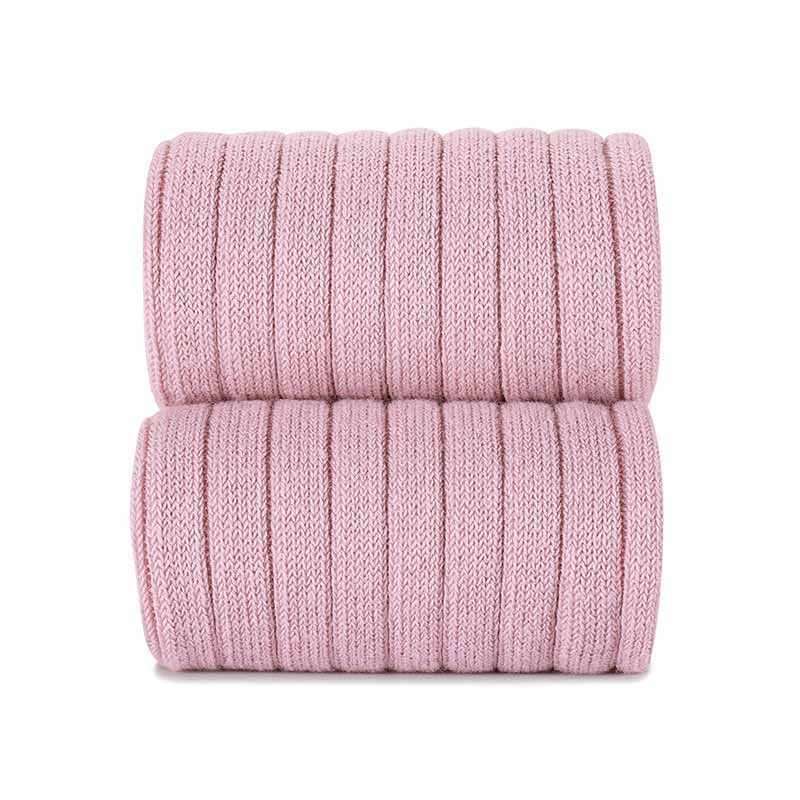 Calcetines altos de canalé plano con carita (juego de 2) rosa bebé