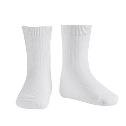 Modal rib short socks WHITE