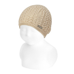 Buy Spick stitch openwork knit hat LINEN in the online store Condor. Made in Spain. Visit the COLLECTION SPIKE STITCH section where you will find more colors and products that you will surely fall in love with. We invite you to take a look around our online store.